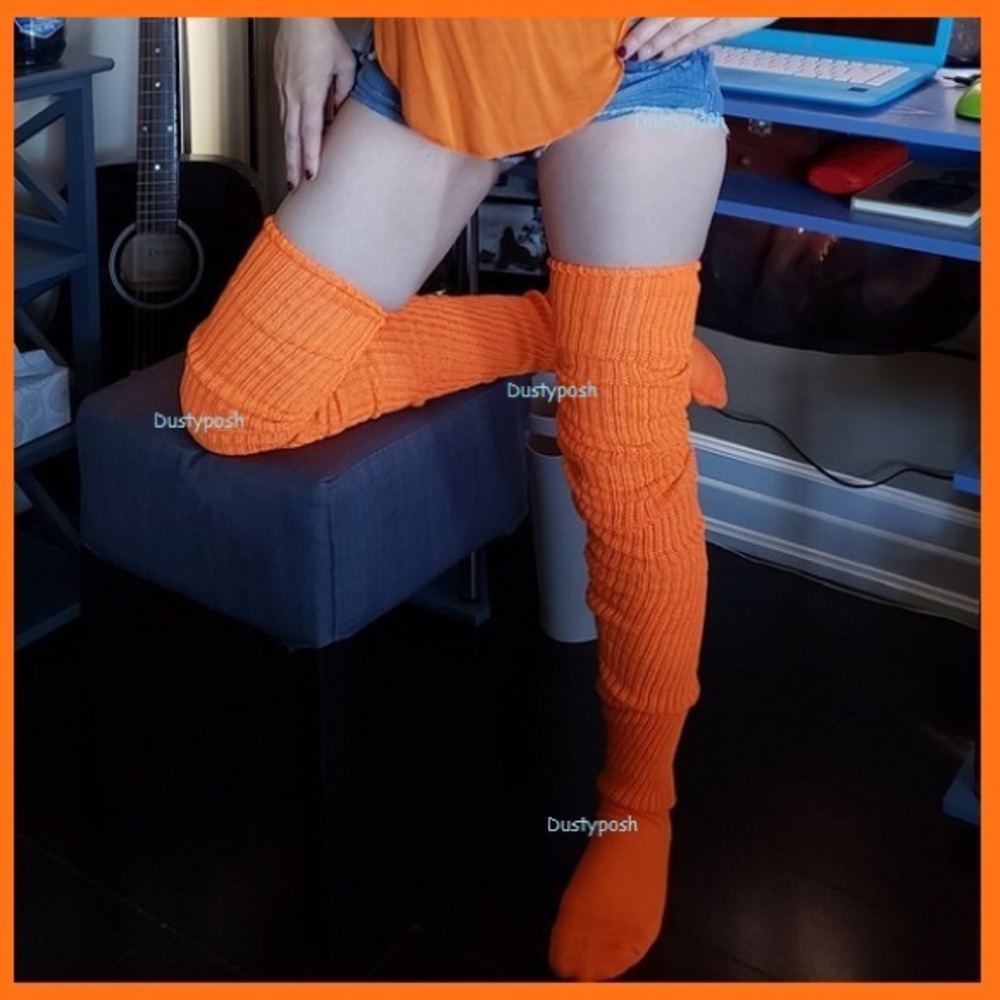 Long Loose Japanese Thigh High Slouch Socks Cozy Brown White Black Cosplay Boot - Picture 10 of 15